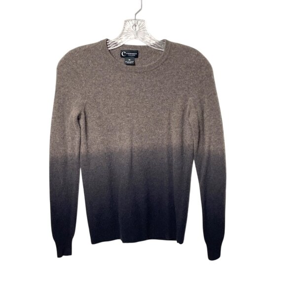 C By Bloomingdales Womens Size XS Cashmere Ombre Sweater Brown & Black Crew Neck - Picture 5 of 5